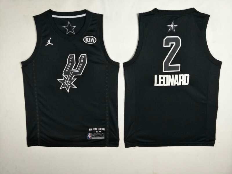 Men San Antonio Spurs 2 Leonard Black 2108 All Stars NBA Jerseys